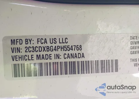 2023 Dodge Charger Sxt из США, поврежденный, VIN 2C3CDXBG4PH554768